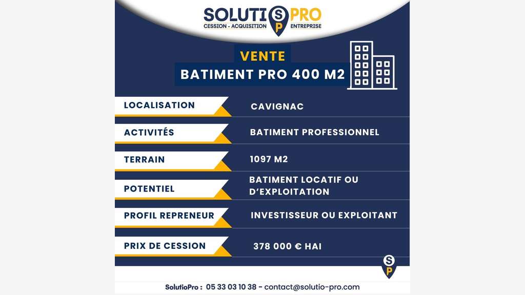 Vente bâtiment d’activité neuf 400m² à Cavignac