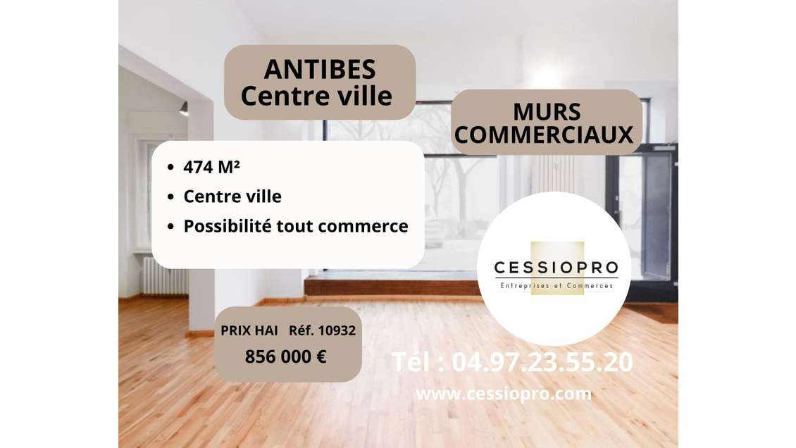 A vendre murs commerciaux 474m² à Antibes centre