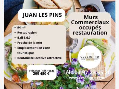 AV murs commerciaux occupés 94m² à Juan les Pins