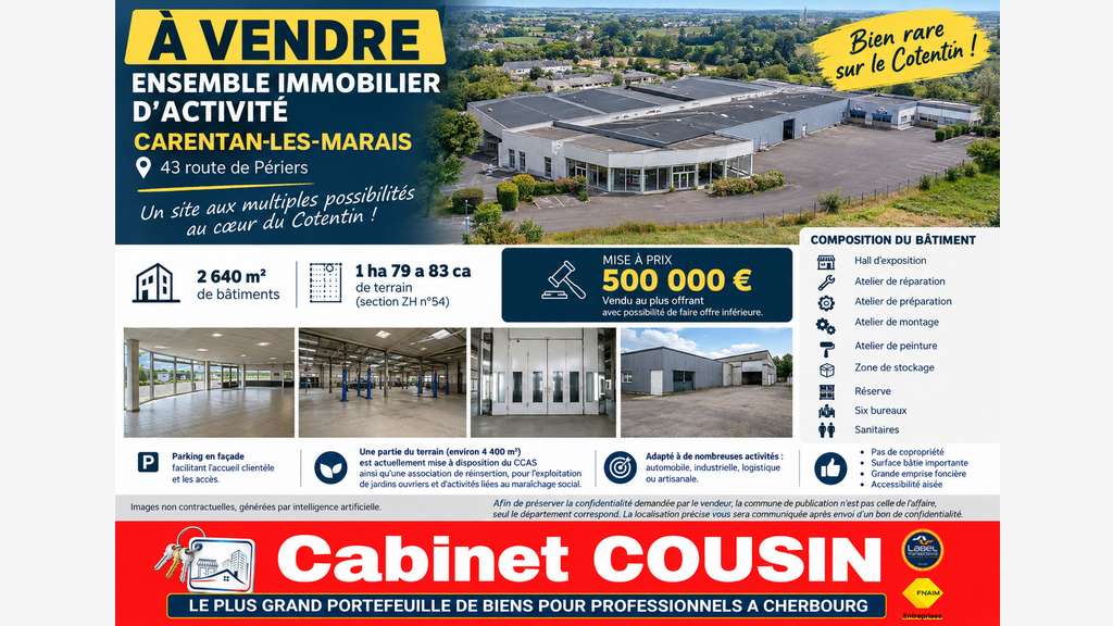Vente local artisanal 2640m² à Carentan-Les-Marais