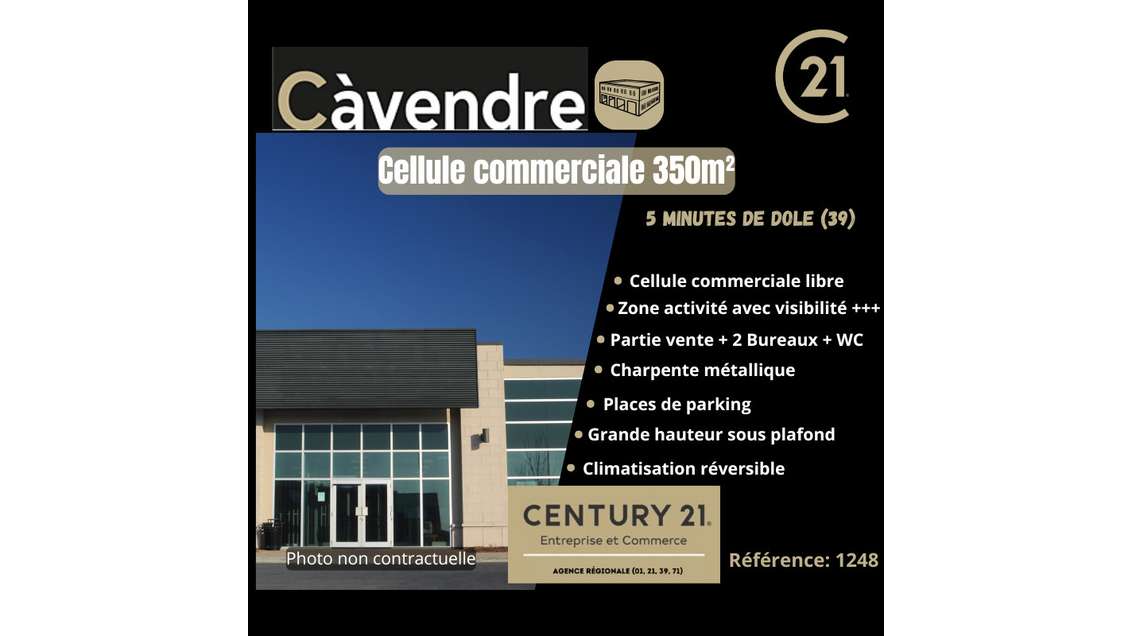 AV local commercial 350m² empl stratégique Dole