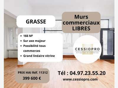 Murs commerciaux libres 166m² axe majeur Grasse