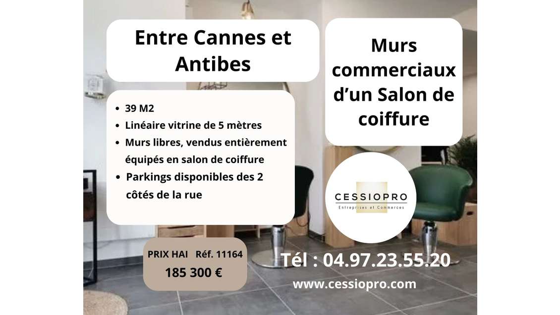AV murs commerciaux salon coiffure Juan-les-Pins