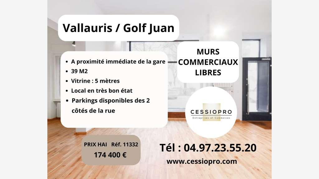 A vendre murs commerciaux libres au Golfe Juan