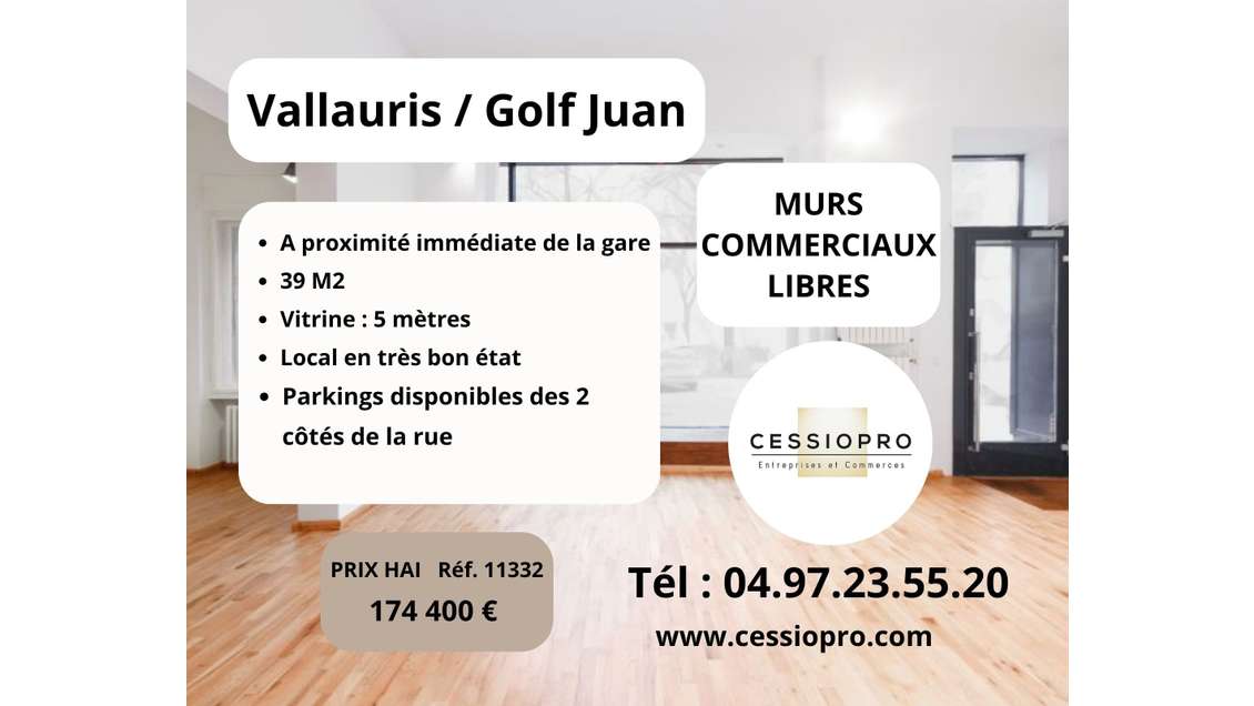 A vendre murs commerciaux libres au Golfe Juan