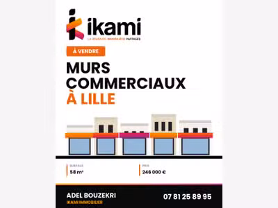 Vente local commercial 58m² à Lille
