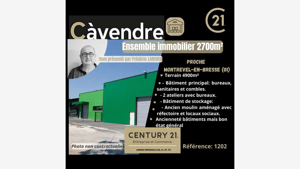 AV Bâtiment indus 2700m² prox Montrevel en Bresse