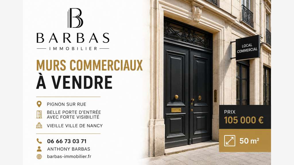 Vente murs commerciaux de 50m² vieille ville Nancy