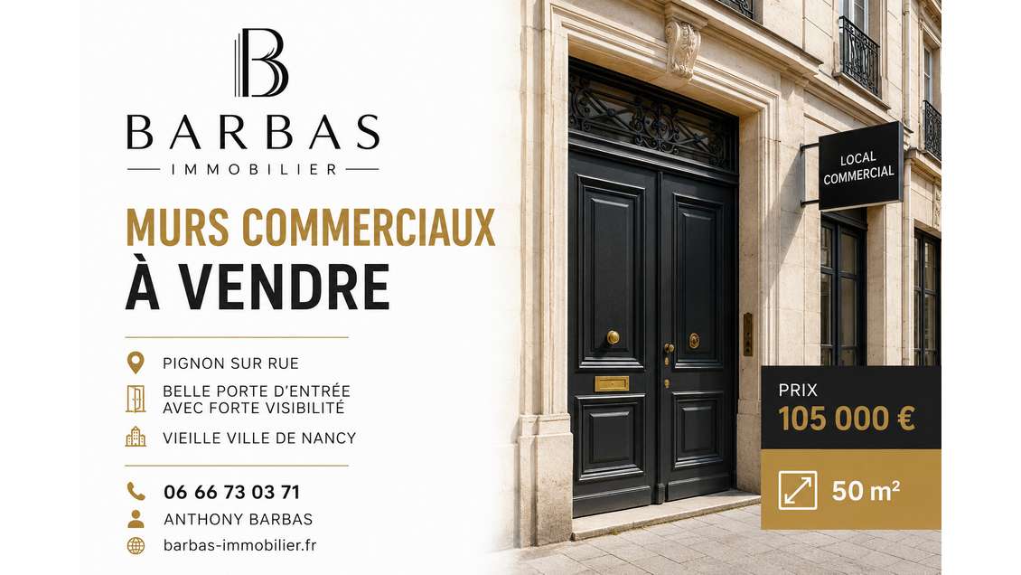 MURS COMMERCIAUX 50M2 AVEC VITRINE VIEILLE VILLE