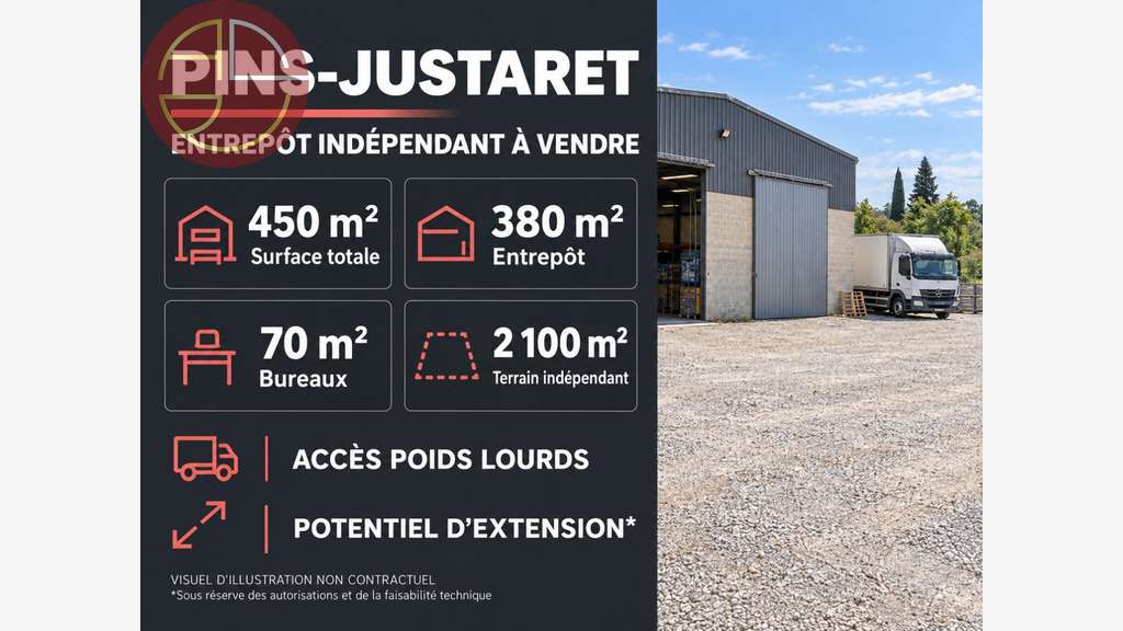Entrepôt à vendre de 450 m² avec terrain et accès