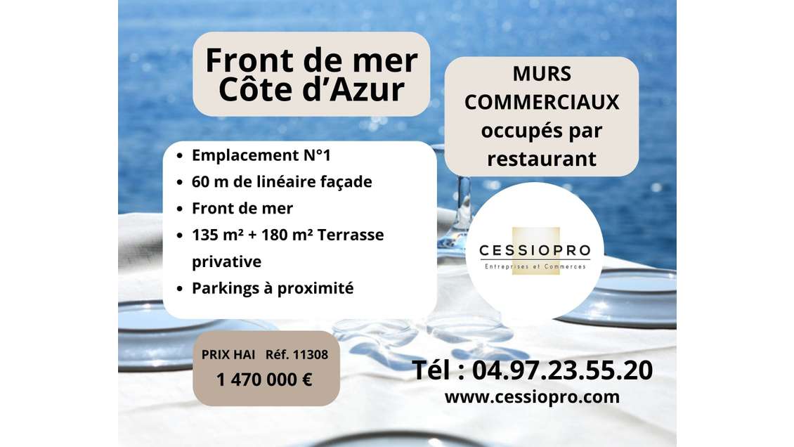 AV murs commerciaux occupés 135m² front de mer 06