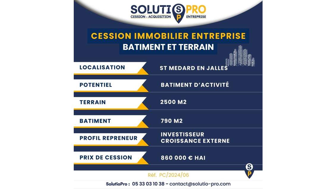 AV bâtiment de 790m² terrain de 2500m² en Gironde