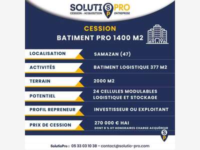 Bâtiment entrepôt et logistique 377m² Samazan A62