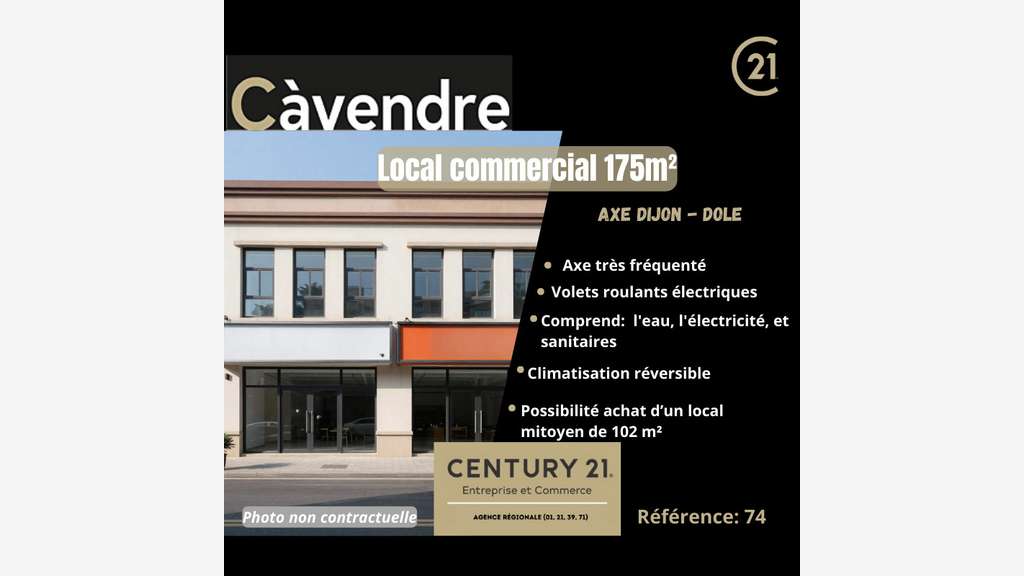 Vente local 175m² axe passant entre Dole et Dijon
