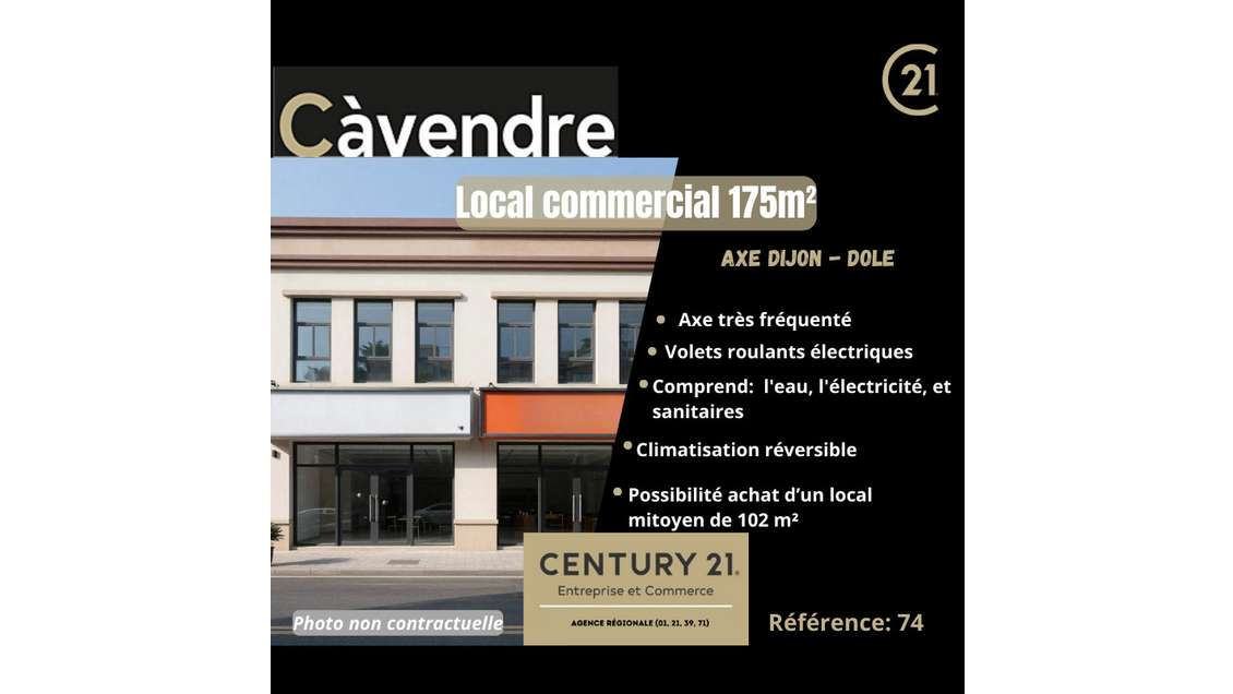 Vente local 175m² axe passant entre Dole et Dijon