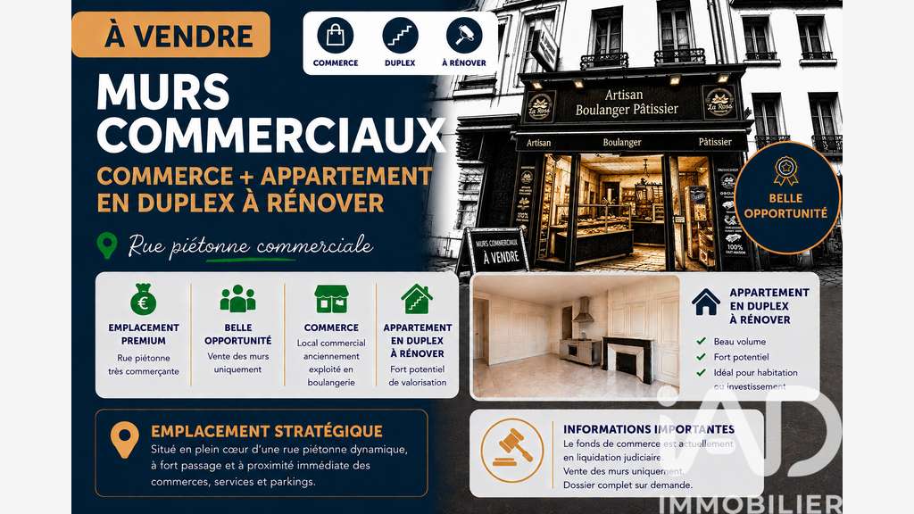 Vente local commercial libre de 180m² à Bolbec
