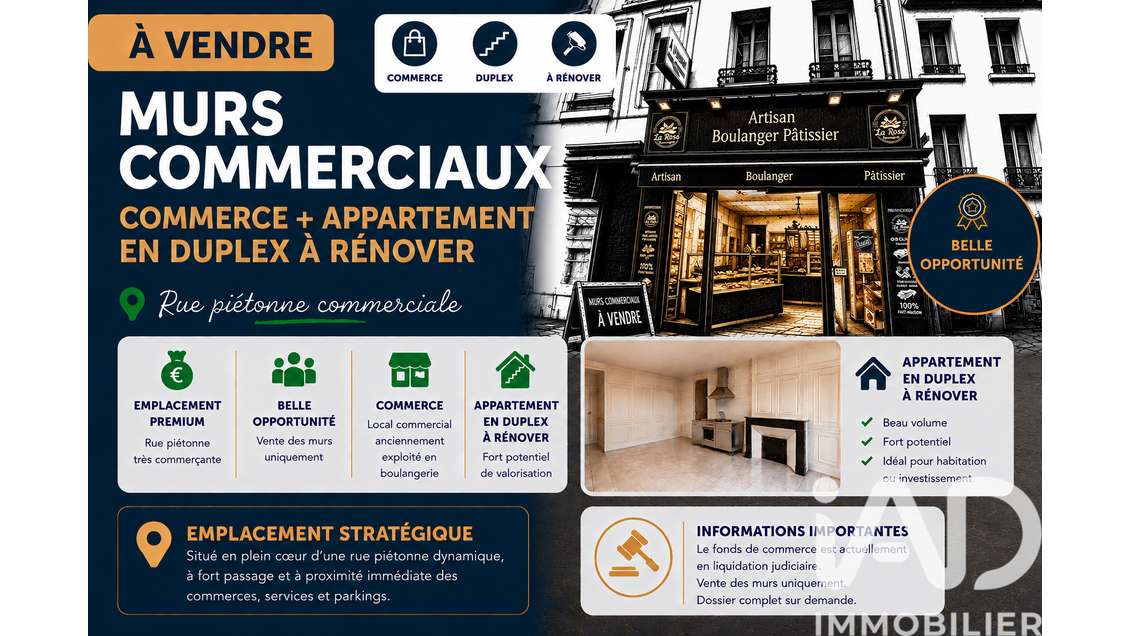 Vente local commercial libre de 180m² à Bolbec