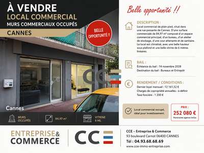 Vente Locaux commerciaux - Boutiques à Cannes
