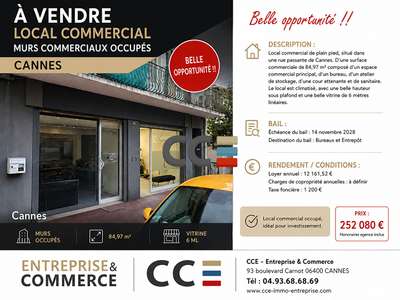 Vente Locaux commerciaux - Boutiques à Cannes