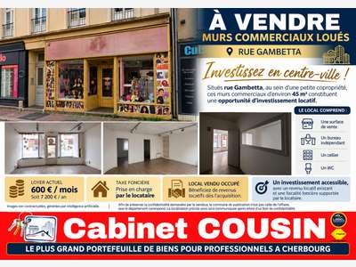Vente murs commerciaux loués de 45m² à Cherbourg