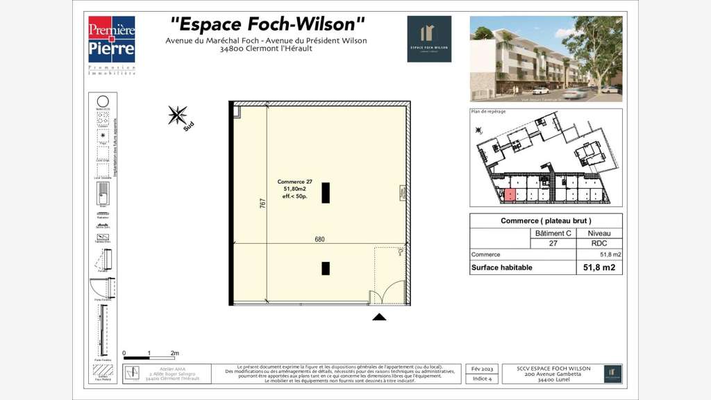 Vente locaux de 52m² à Clermont-l'Hérault Av Foch