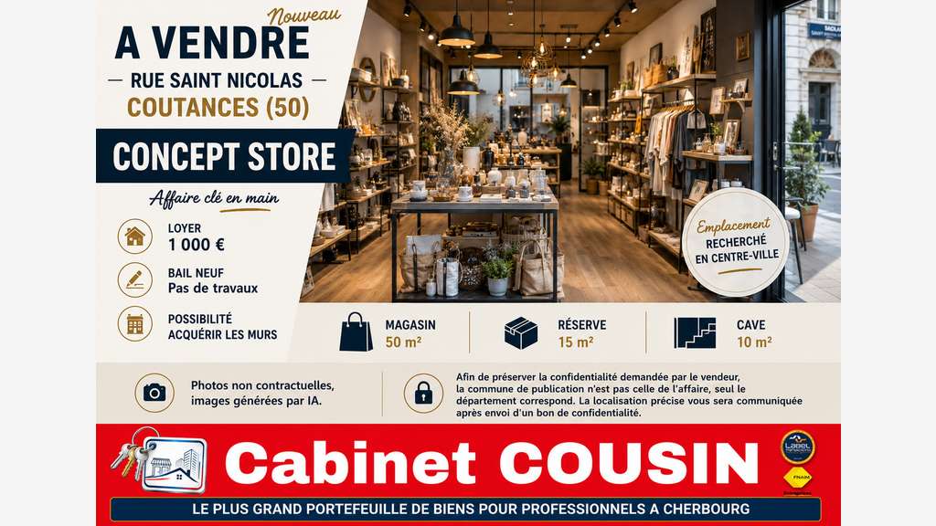 Vente concept store rue Saint Nicolas à Coutances