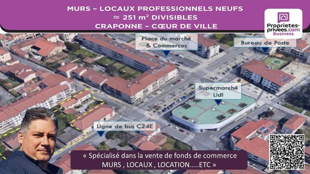 A vendre locaux professionnels 251m² à Craponne