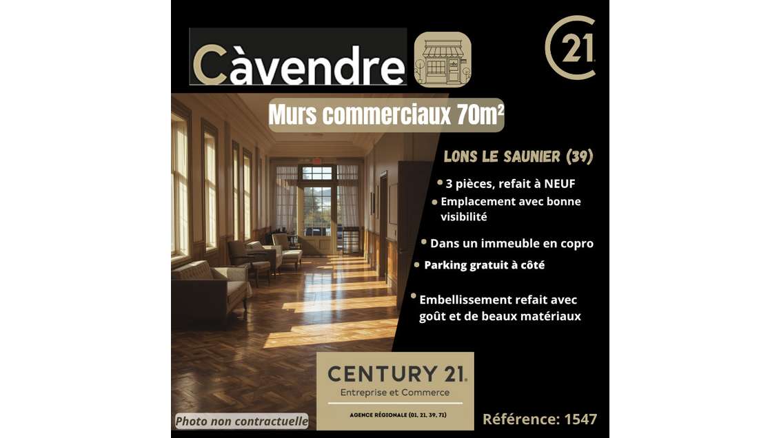 Murs commerciaux 70m² à vendre sur Lons le Saunier