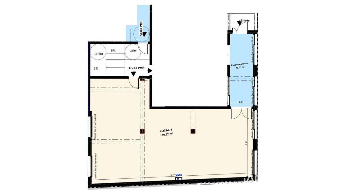 Vente local commercial 119m² avec parking à Lunel