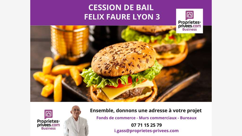 Vente local commercial 55m² Lyon Félix Faure 69003