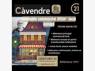 Vente local commercial de 392m² proximité Mâcon