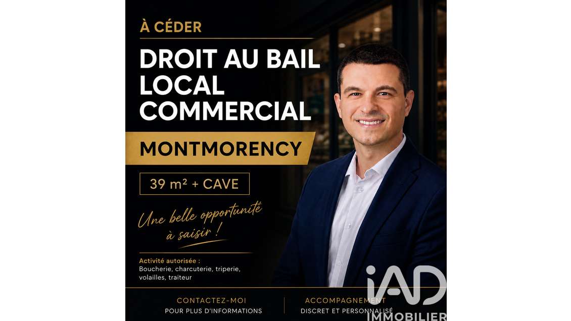 Droit au bail local commercial 39m² à Montmorency