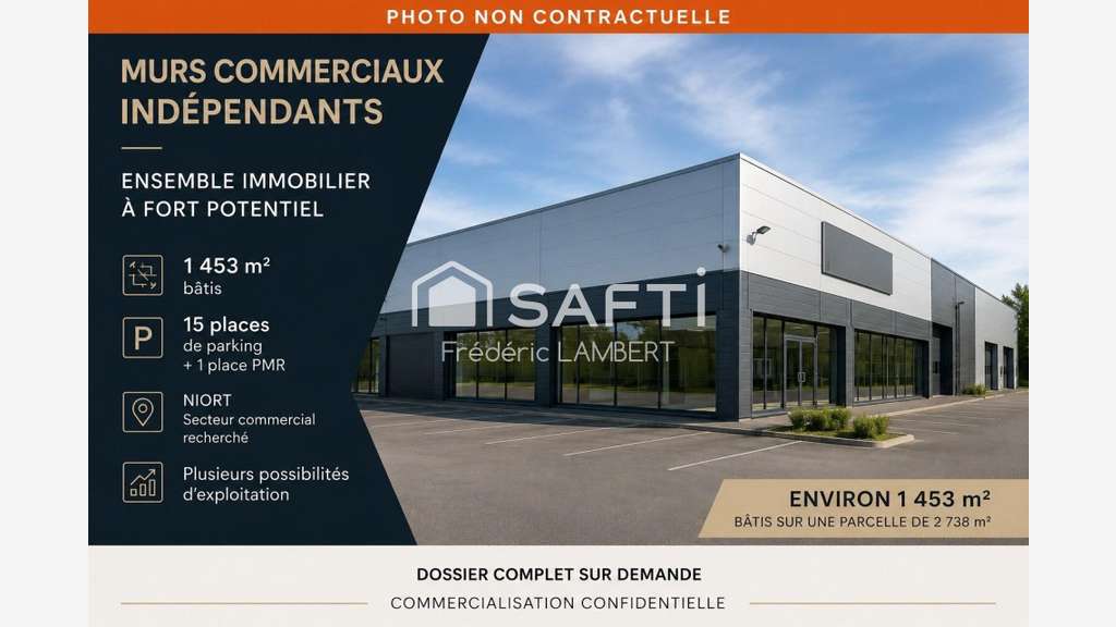 Cède ens commercial 1 453m² fort potentiel à Niort