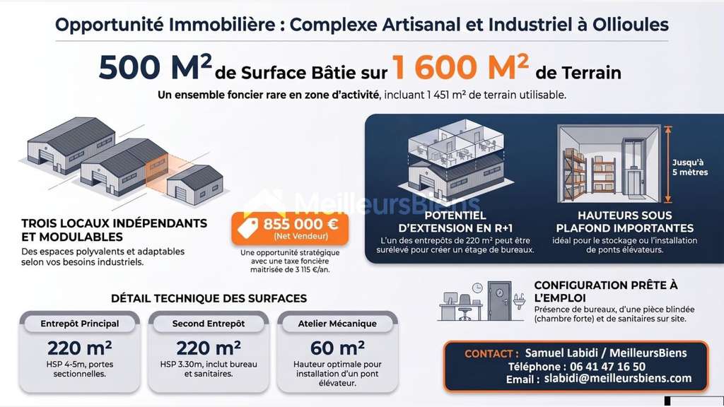 AV complexe commercial industriel 500m² Ollioules