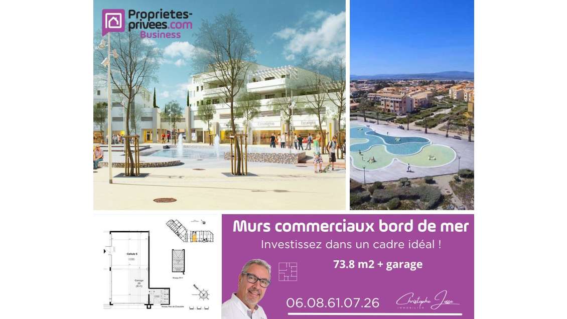 Murs commerciaux 74m² avec garage à Port-Leucate