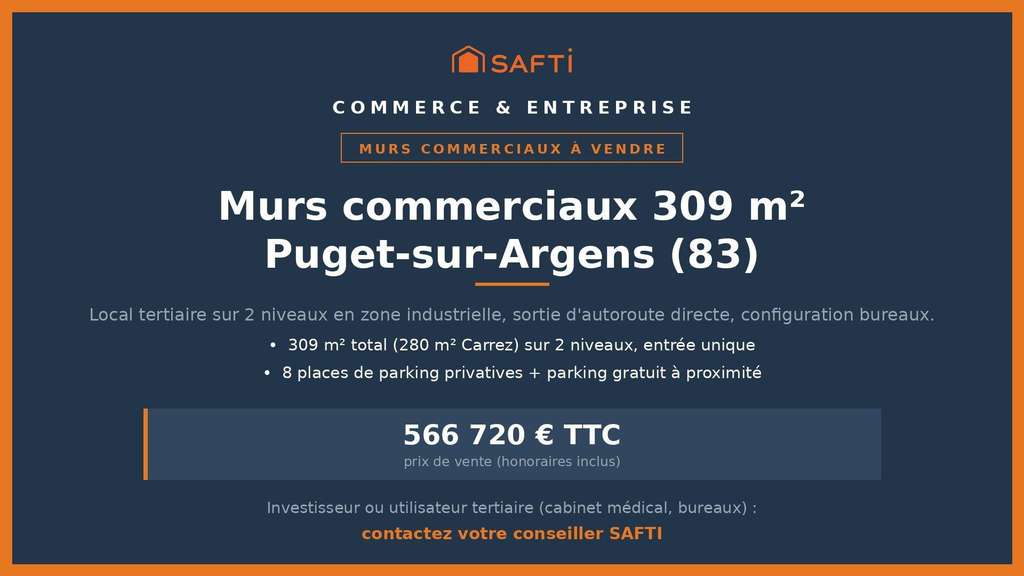 Vente murs commerciaux 309m² à Puget-sur-Argens