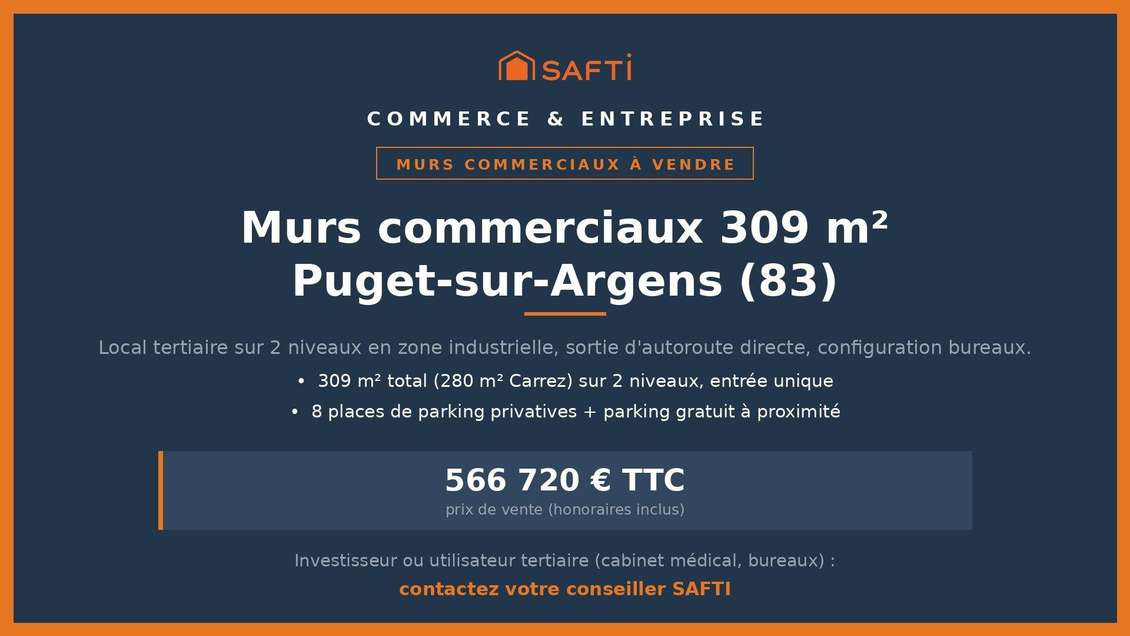 Vente murs commerciaux 309m² à Puget-sur-Argens