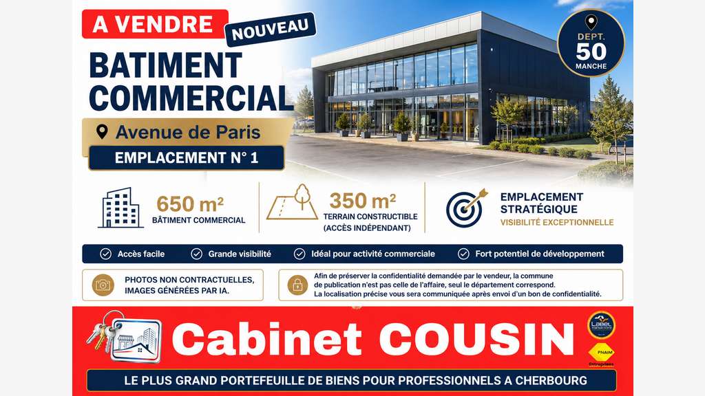 Vente murs commerciaux de 650m² à Saint Lô