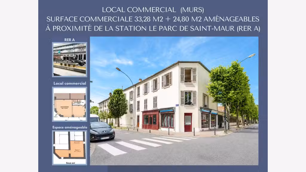 Vente local commercial 91m² Saint-Maur-des-Fossés