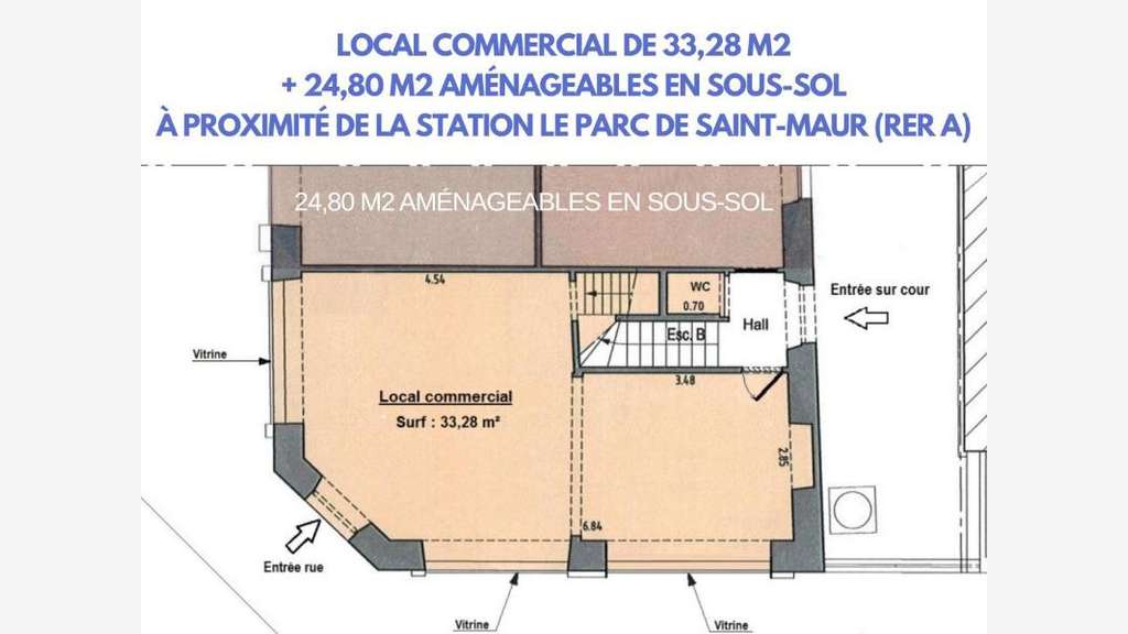 Vente local commercial 91m² Saint-Maur-des-Fossés