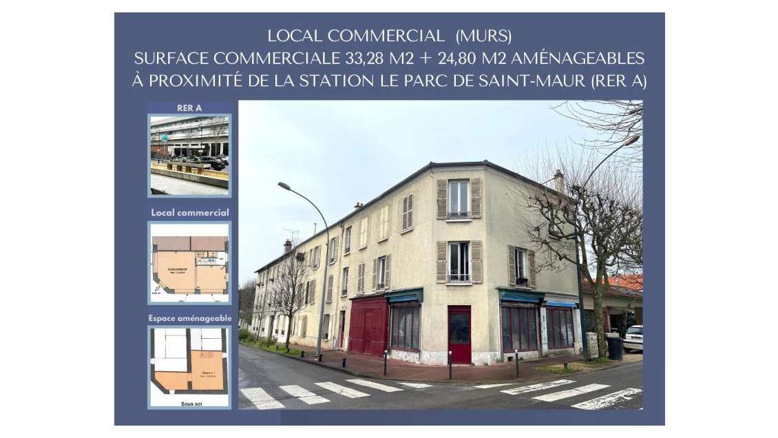 Vente local commercial 91m² Saint-Maur-des-Fossés