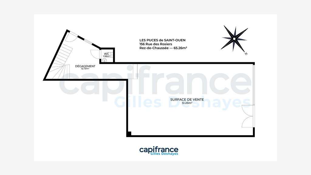 Av murs 137m² à St-Ouen Les Puces Marché Vernaison