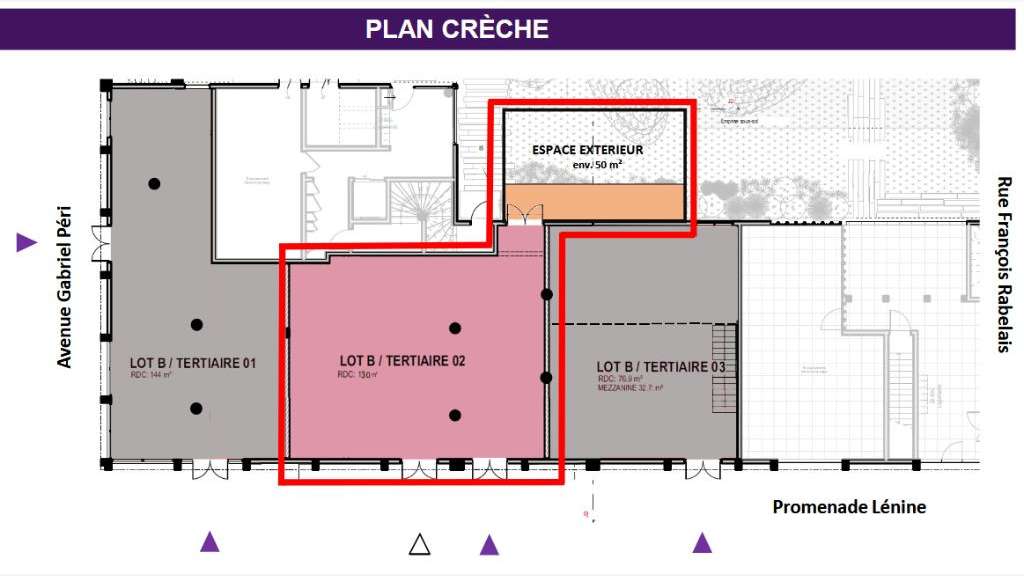 Local pour crèche 130m² à Vaulx-en-Velin