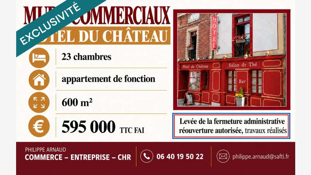 Vente murs commerciaux hôtel de 660m² à Vitré