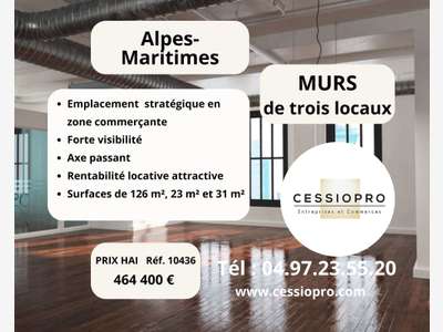 Vente murs de 3 locaux dans les Alpes-Maritimes