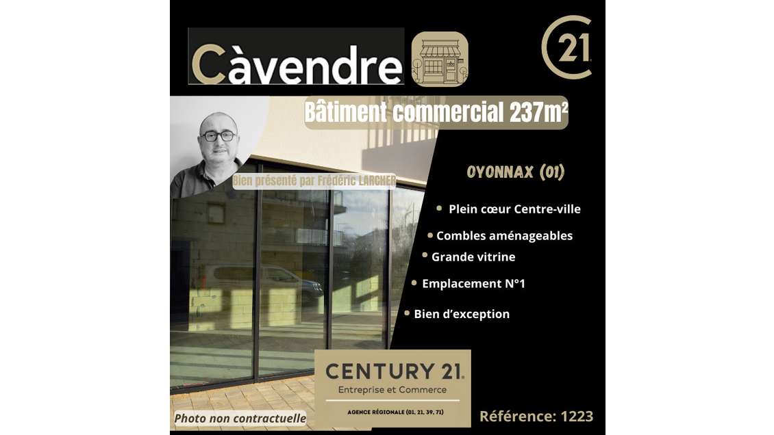 Vente bâtiment commercial 237m² centre d'Oyonnax