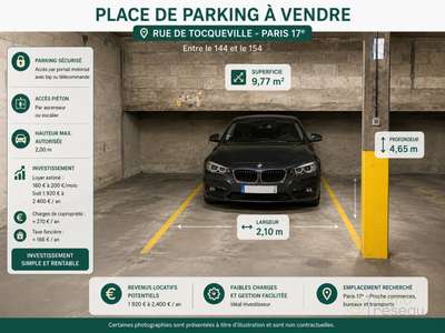 AV parking 9,77m² quartier recherché Paris 75017