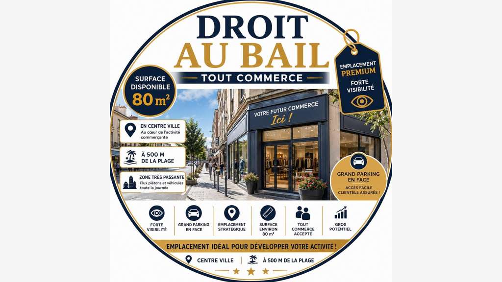 Cession droit au bail bar 80m² aux Sables d'Olonne