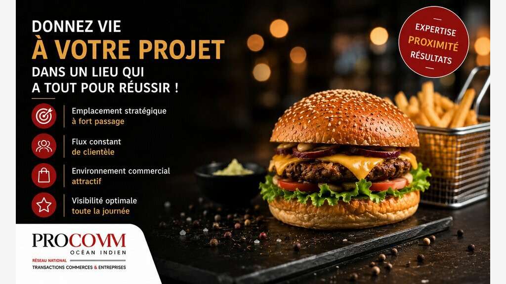 Droit au bail restaurant 17m² à vendre Saint-Denis