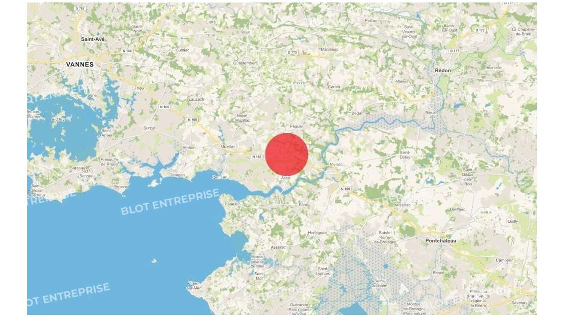 A vendre terrain constructible 1150m² Arzal RN165